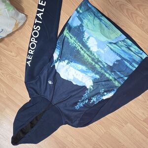 Aeropostale Blue Tree Scene Graphic Hoodie